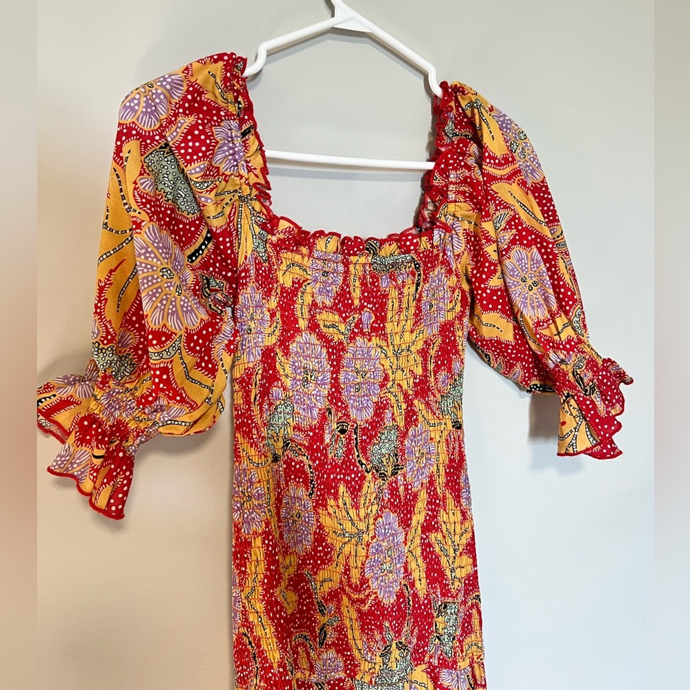 RHODE Red and Yellow Floral Maxi Dress